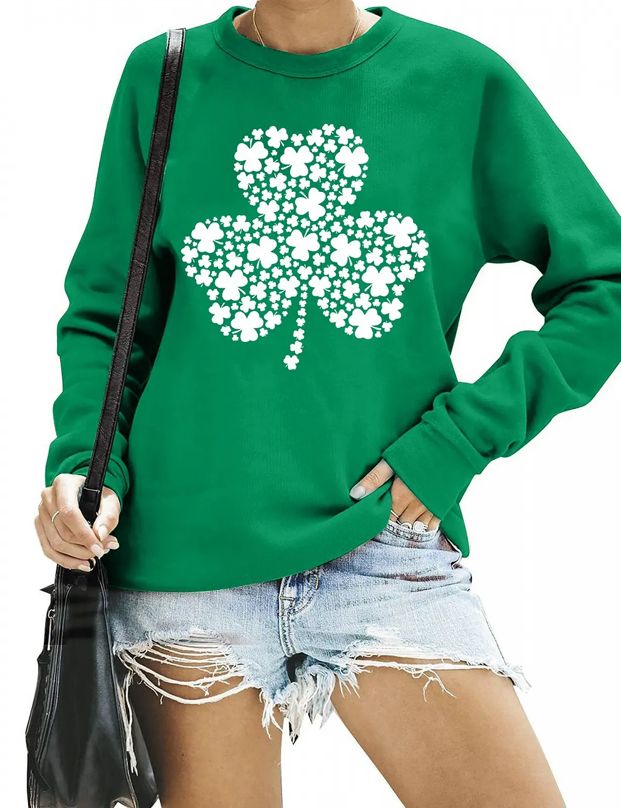 Женский свитшот tiorhooe На День Святого Патрика Счастливый трилистник, женский ирландский топ с принтом клевера, фото №1
