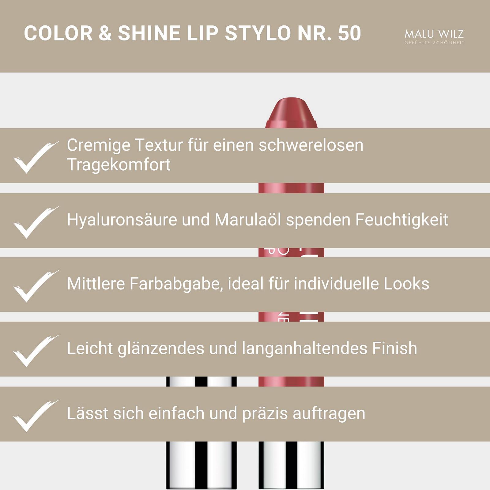 Помада Malu Wilz Color & Shine Lip Stylo No. 50 Soft Bordeaux, фото №4