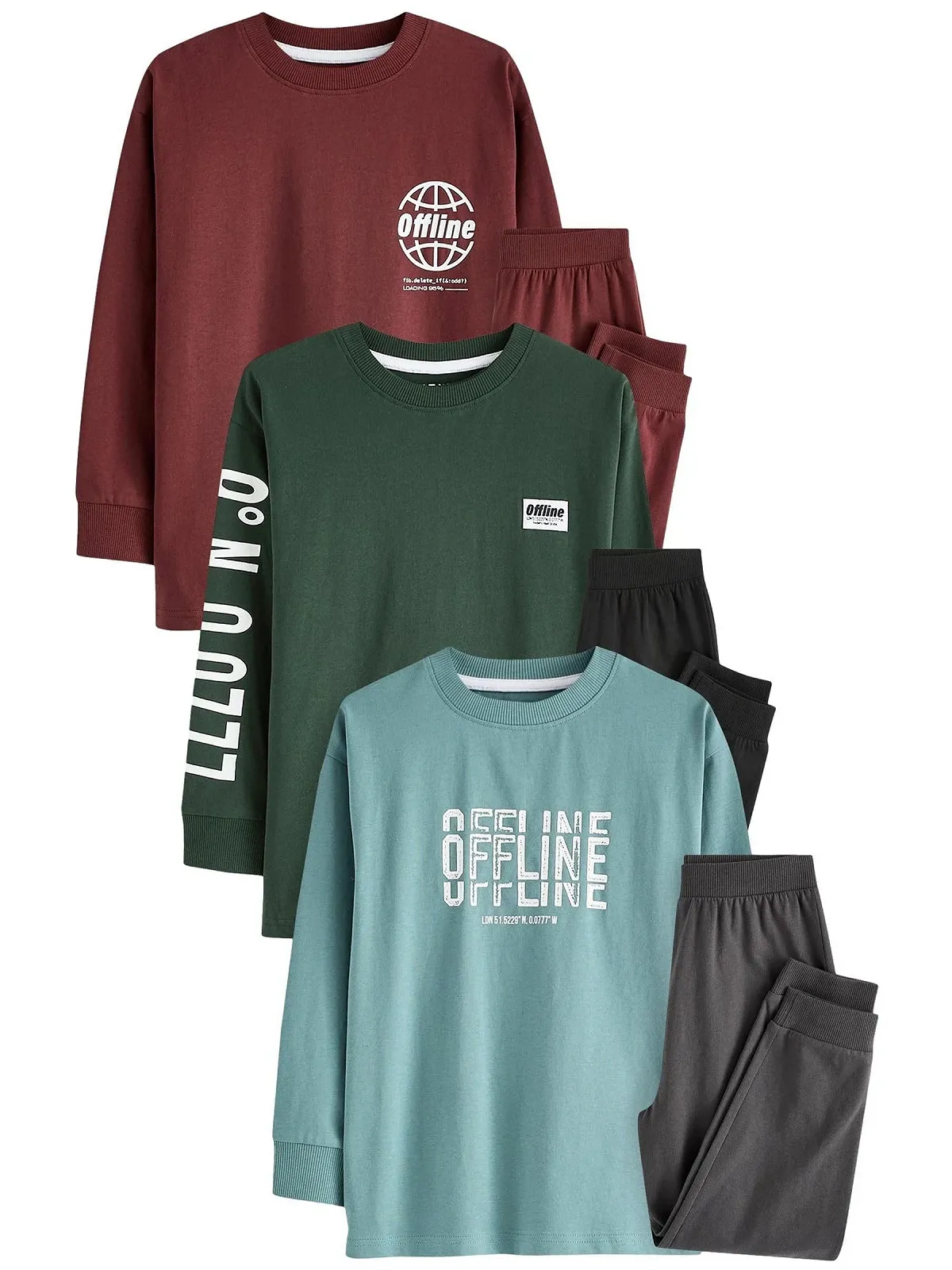 Комплект пижам NEXT 3 шт с длинными рукавами, фото №1