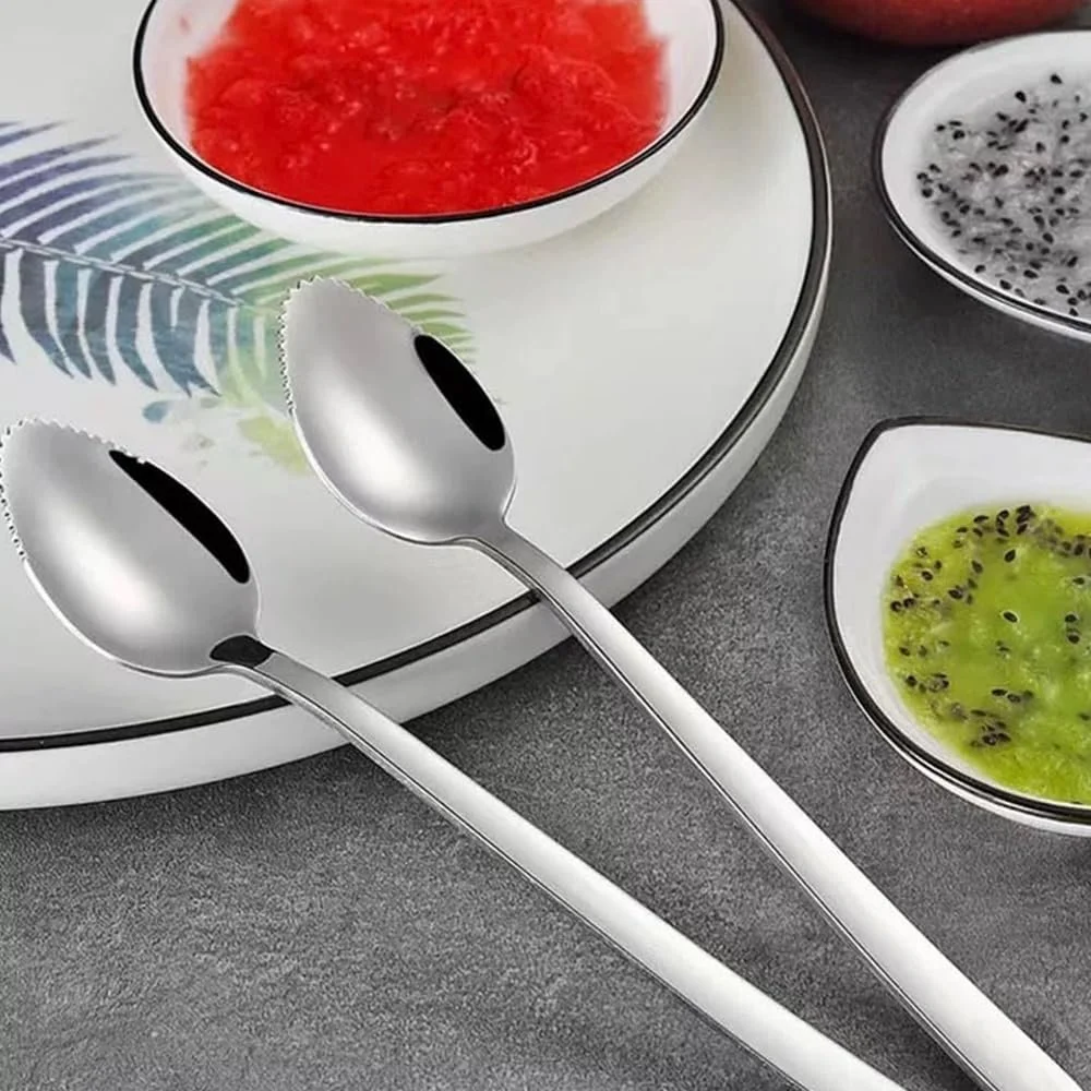 Ложка для грейпфрута Kiwi, серебристая, из нержавеющей стали, с зубцами, 2 шт, фото №5