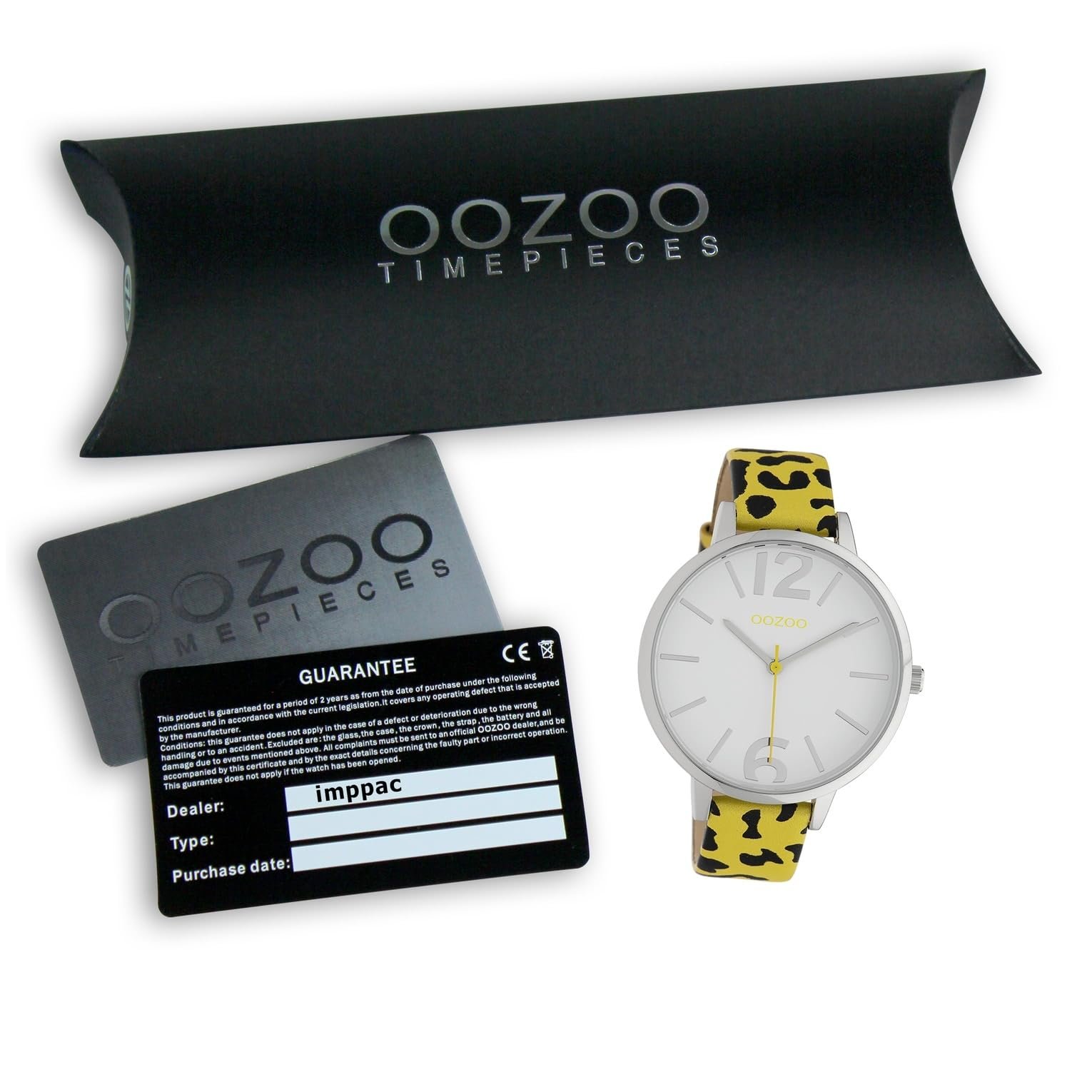 Жіночий годинник Oozoo C10208 Леопардовий вигляд Шкіряний ремінець Animal Print Colours of Africa 43 мм Біле золото, сріблястий / білий, Ремінець, фото №4