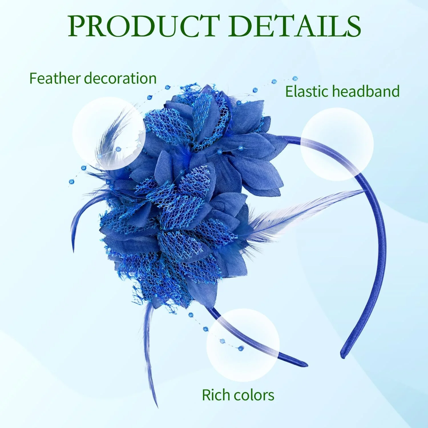 Обруч на голову с перьями в виде цветов, фото №3 Обруч на голову с перьями в виде цветов, фото №3