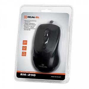 Мышка REAL-EL RM-290, USB, black цена на synthetic.ua - Фото 1 Мышка REAL-EL RM-290, USB, black synthetic.ua - Фото 1