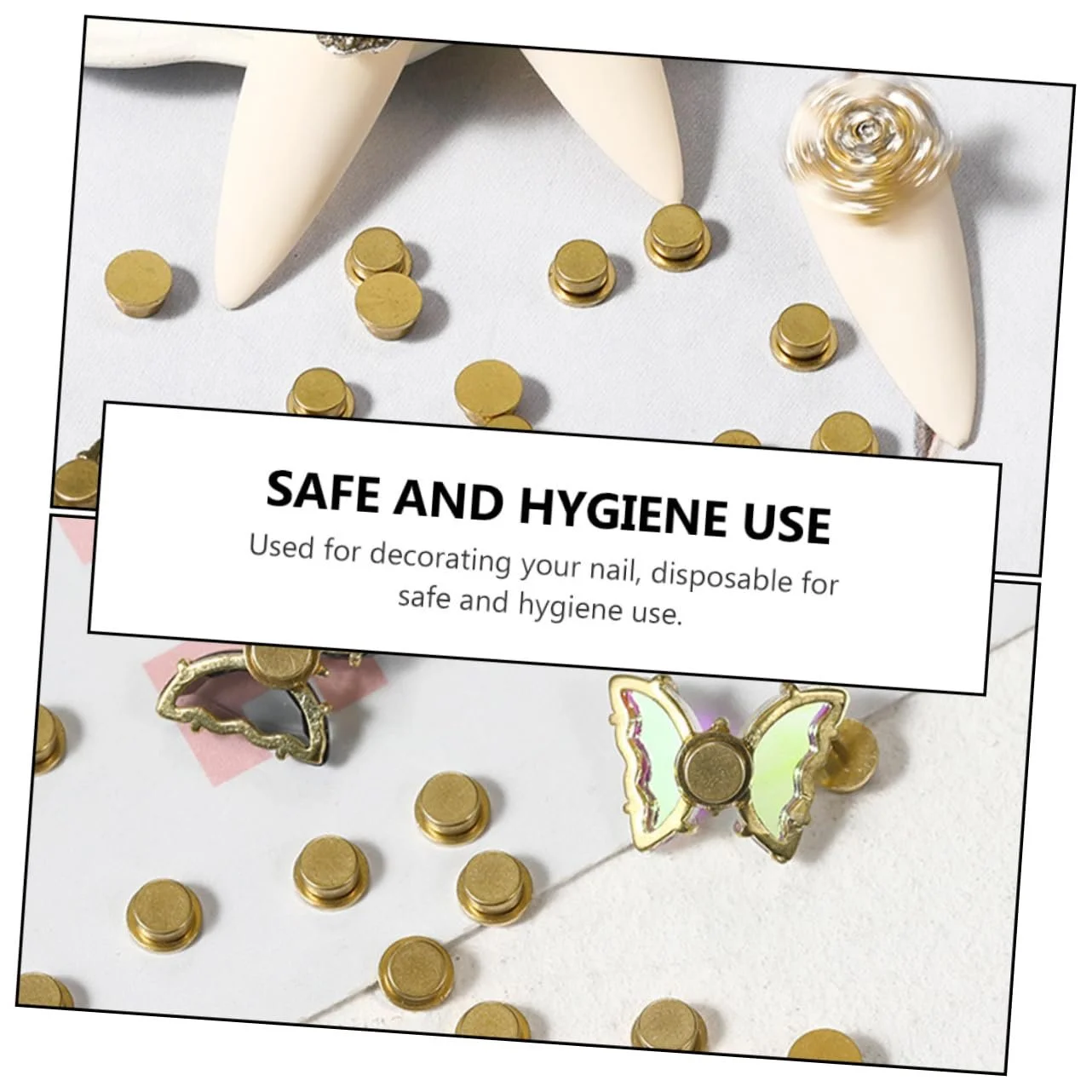 Украшение для ногтей Ось вращения для дизайна ногтей 3D Наклейка Ювелирные аксессуары Стразы для ногтей Кристаллические бусины для ногтей Золотая медь, 10 штук в упаковке, фото №5