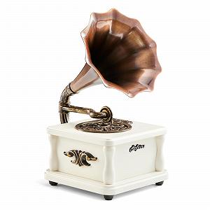 Портативна колонка Eikosch Bluetooth Phonograph Mini Вбудована батарея, Bluetooth 5.0, AUX/USB Білий - Фото 1