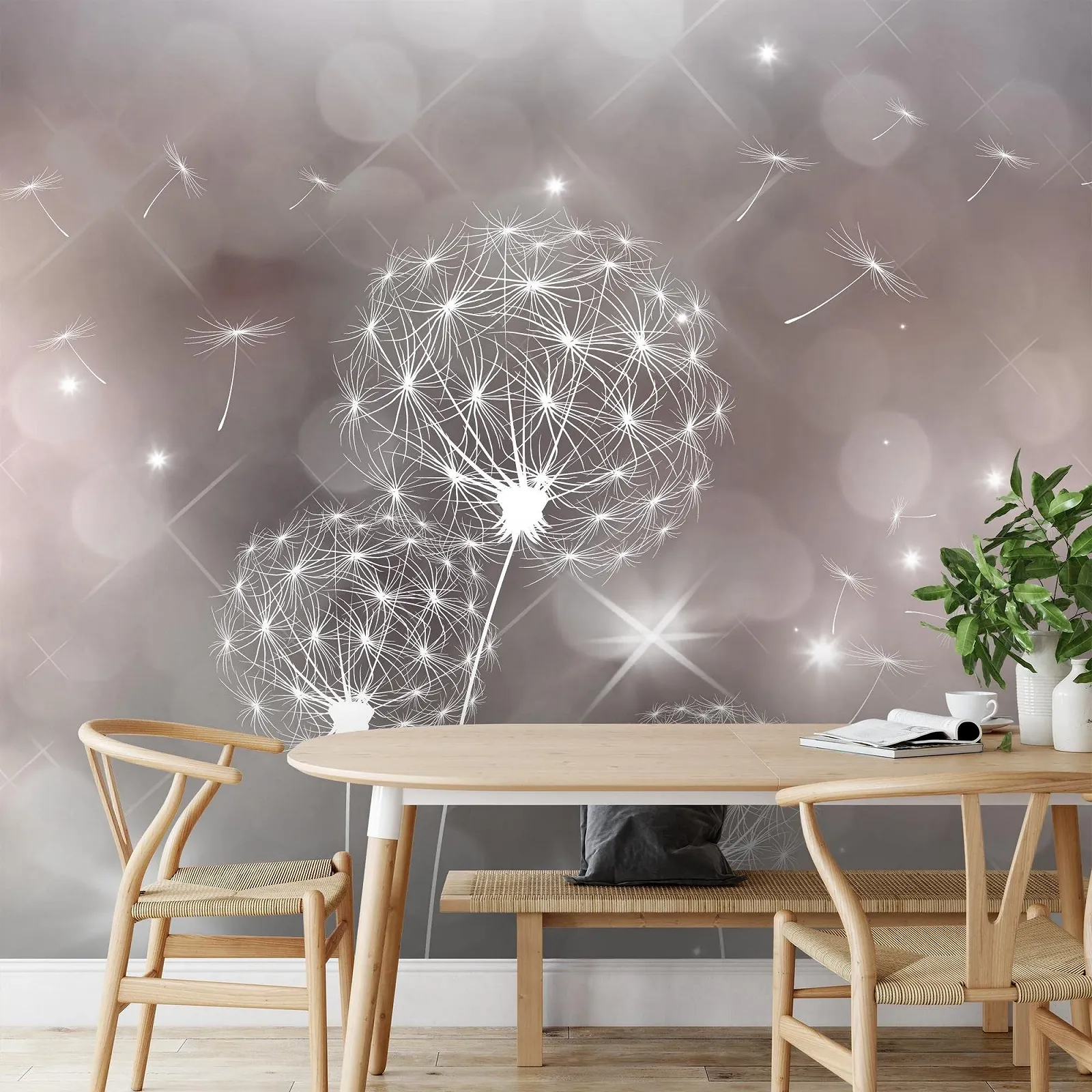 Фотошпалери 9174012a Кульбаба Абстракція 396 x 280 см Флізелінові Сірий, Бежевий, фото №6