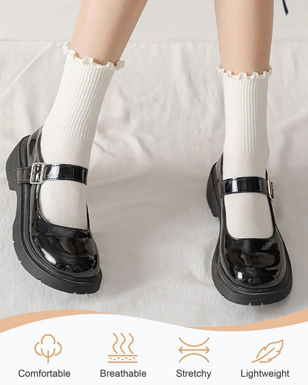 Носки с оборками (6 пар) Brand Без серии Model Хлопок Белые Размер 35-40, фото №4 Носки с оборками (6 пар) Brand Без серии Model Хлопок Белые Размер 35-40, фото №4