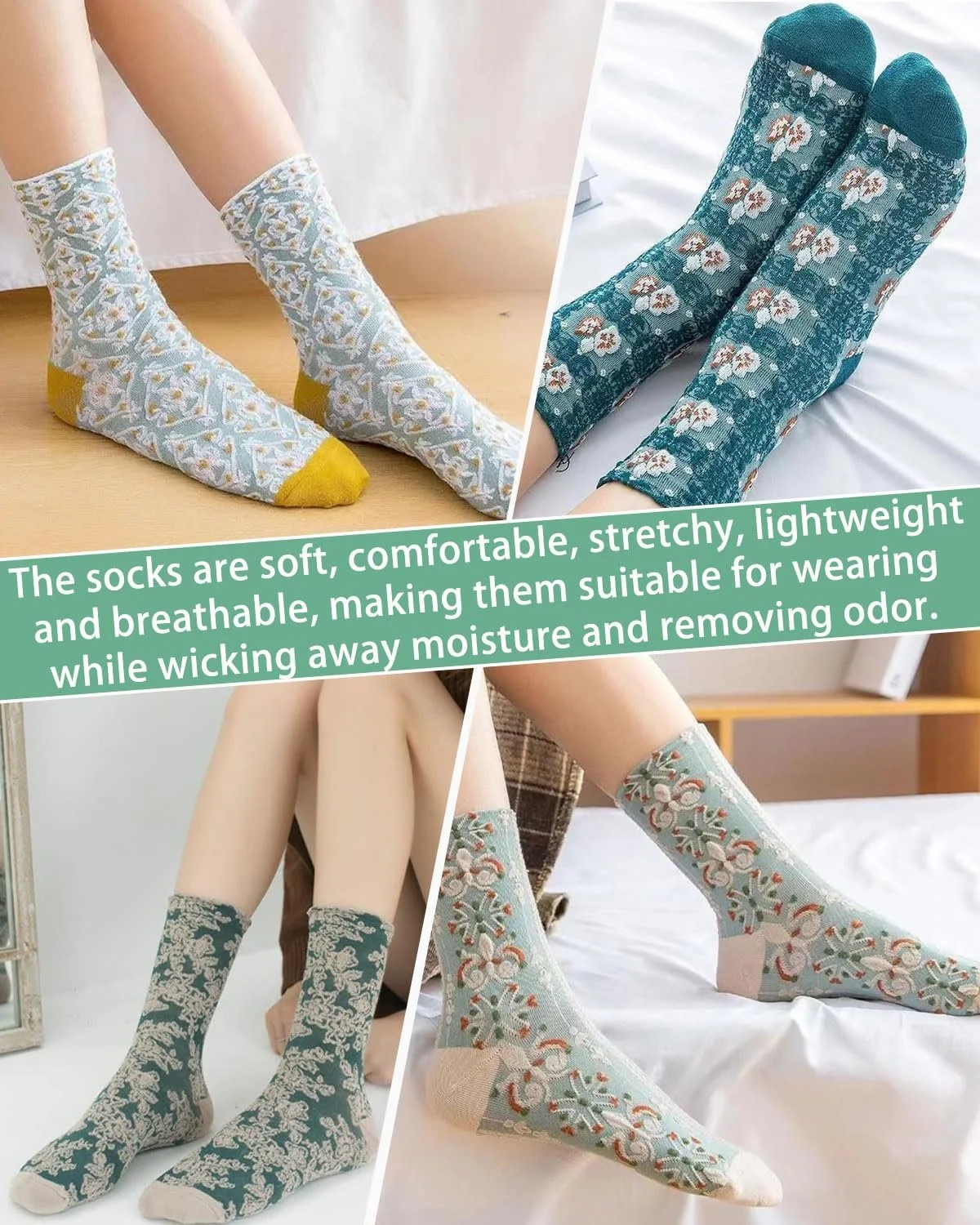 Шкарпетки Жіночі Бавовняні З квітковим візерунком, фото №6 Шкарпетки Жіночі Бавовняні З квітковим візерунком, фото №6