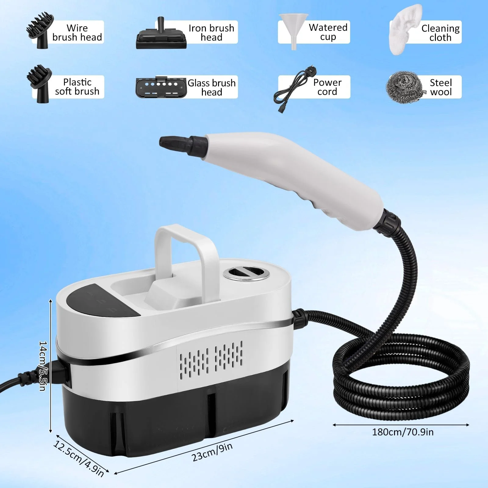 Пароочисник ручний 2500 W 1200 мл 4.5 Bar з 8 аксесуарами та сенсорним екраном, фото №6