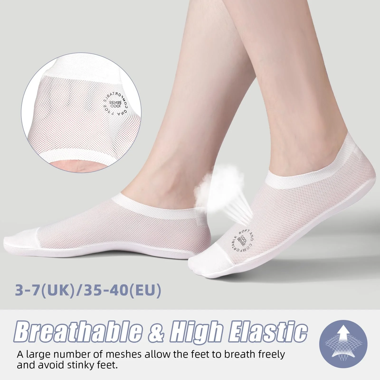 Жіночі шкарпетки Типу No Show Без бренду Сітка, надзвичайно дихаючі, фото №2
