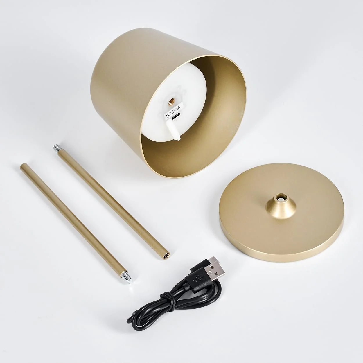 Настільна лампа HOFSTEIN Belece LED набір з 2 шт. 2 Вт 310 Люмен 3000 Кельвін акумуляторна золотисто-біла IP44, фото №6