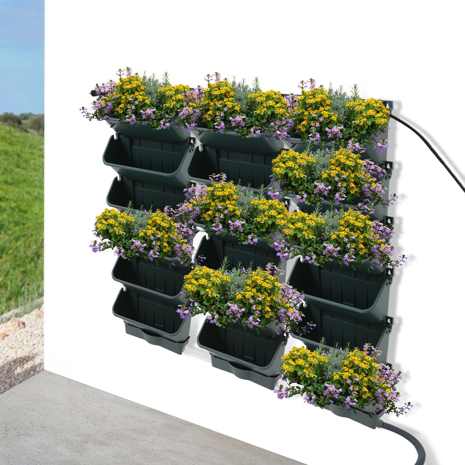 Набір вертикальних настінних горщиків 18 шт. автоматичний полив таймер зелений, фото №3 Набір вертикальних настінних горщиків 18 шт. автоматичний полив таймер зелений, фото №3