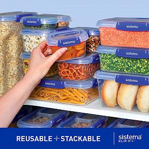 Контейнер для зберігання продуктів Sistema Klip It Plus 7.5 л прямокутний герметичний пластиковий Блакитний synthetic.ua - Фото 1