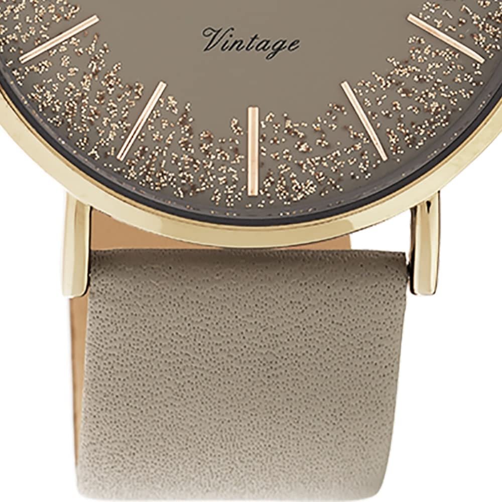 Женские часы Oozoo Flat Vintage Кожаный ремешок Блестящие элементы на циферблате 40 мм, фото №3