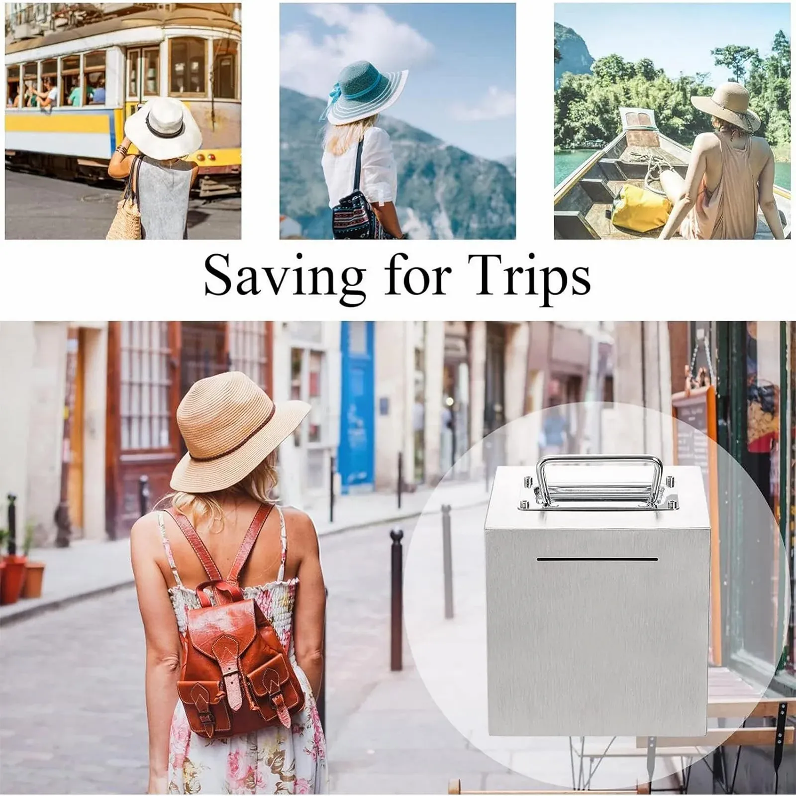 Скарбничка 15,2 см з нержавіючої сталі багаторазова металева з ручкою, фото №4