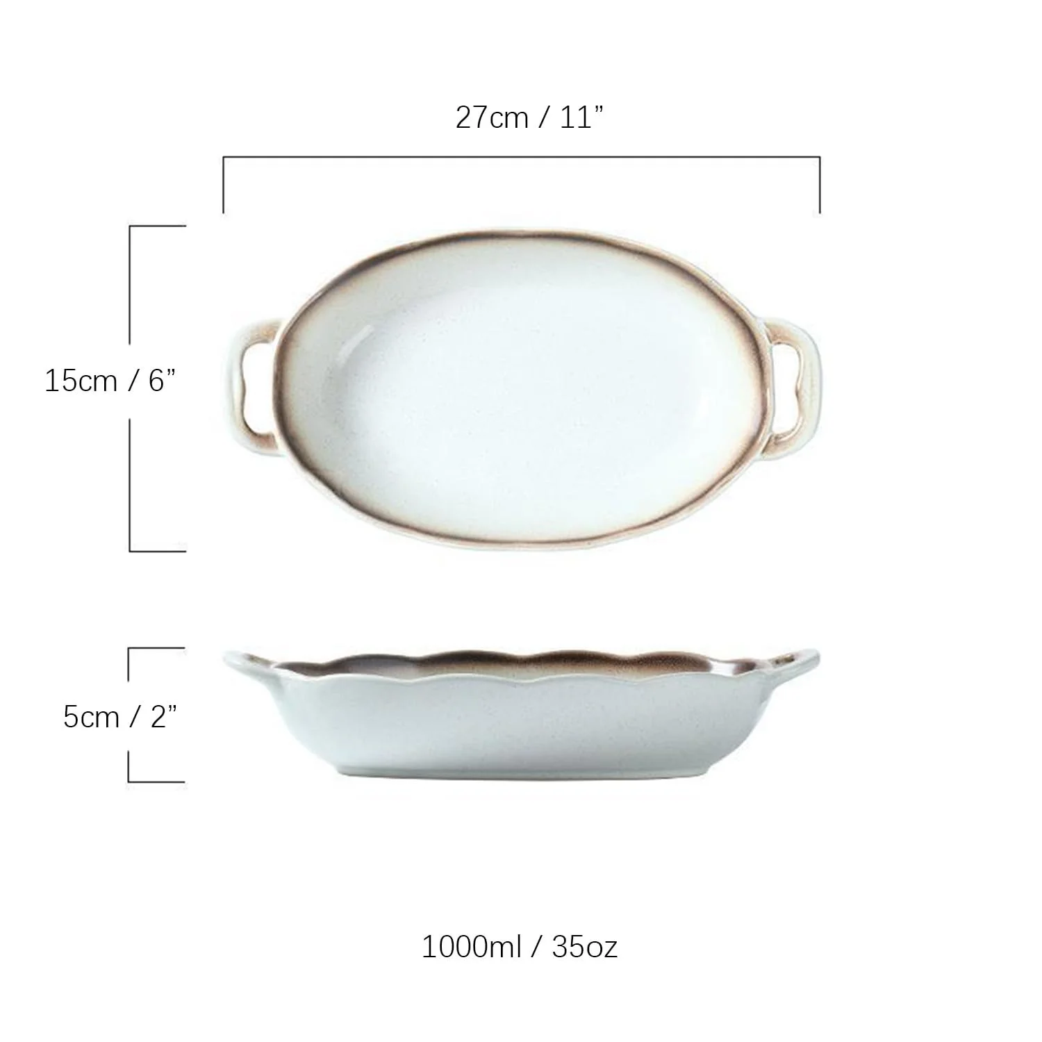 Форма для запекания керамическая 1000 мл белая, фото №2