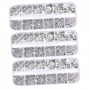 Стразы для ногтей Healvian 3 шт 12, Стразы с плоской задней частью для рукоделия, Аксессуары для ногтей, Стразы с плоской задней частью сделай сам, Блестки - Фото 1