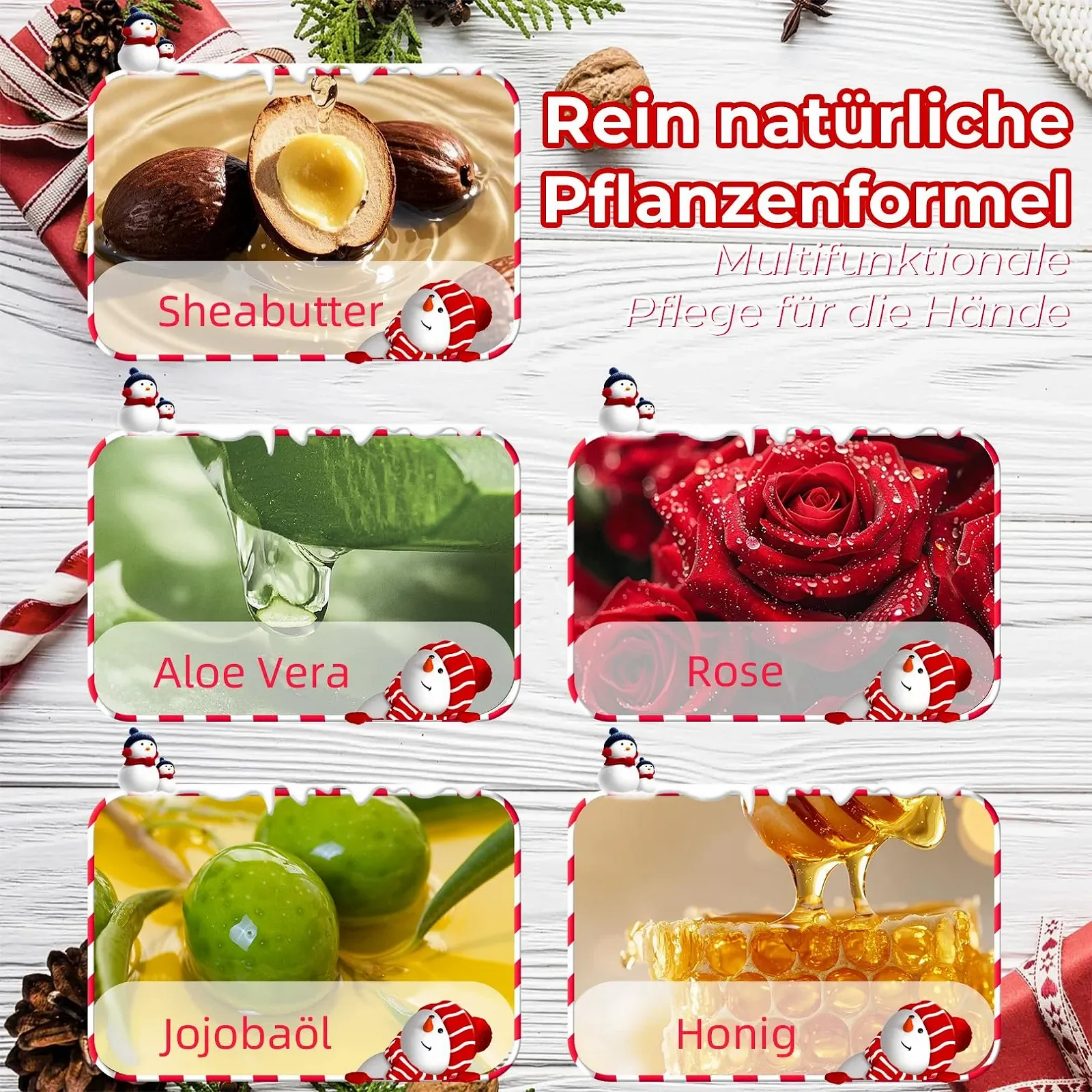 Крем для рук Рождественский набор, 5 x 30 г Мини-крем для рук Рождественский подарочный набор с маслом ши, фото №3
