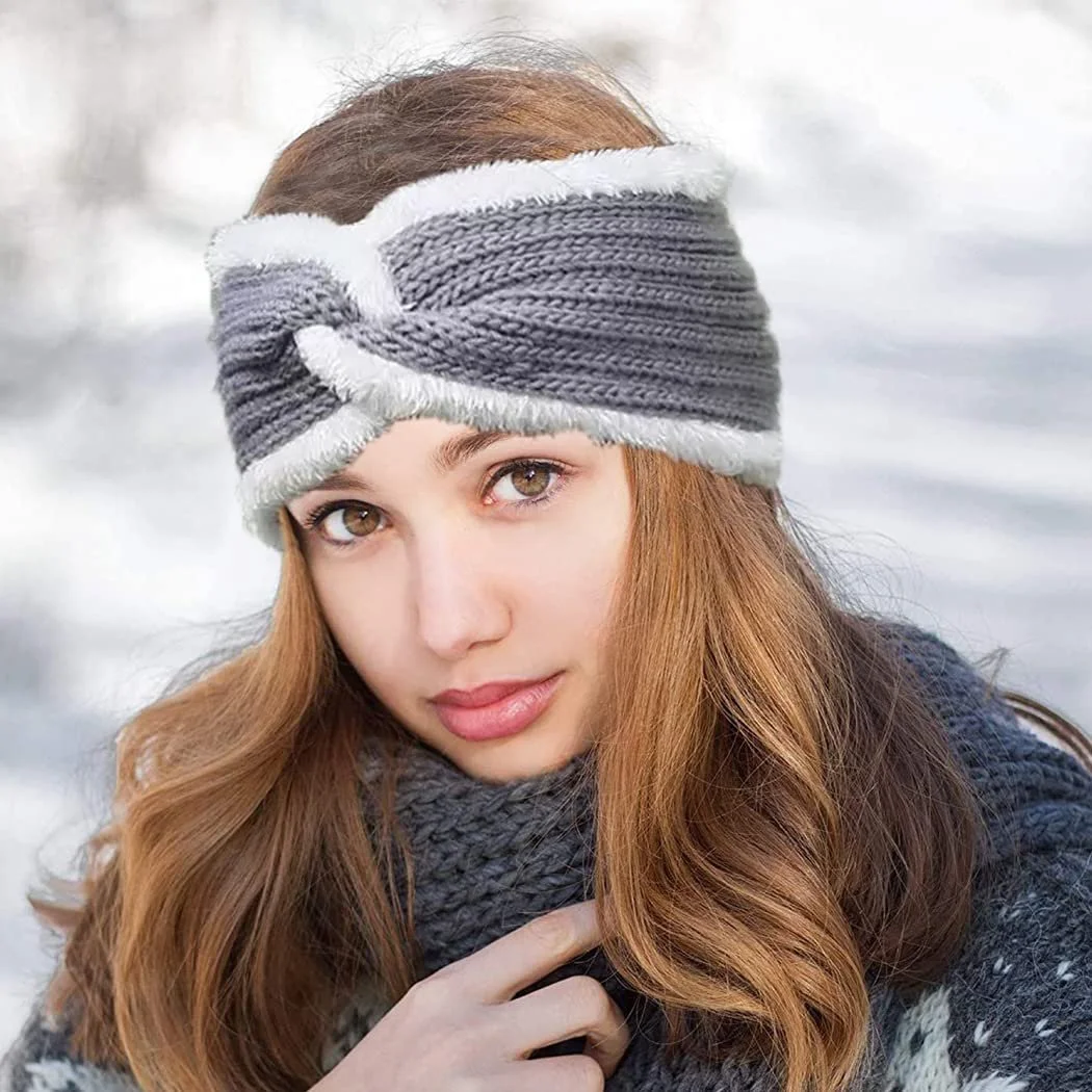 В'язана зимова пов'язка на голову Об'ємна з флісовою підкладкою Еластична, фото №4 В'язана зимова пов'язка на голову Об'ємна з флісовою підкладкою Еластична, фото №4