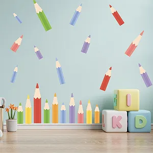 Наклейка на стіну Cartoon Pencil Знімна вінілова для дитячої кімнати synthetic.ua - Фото 1