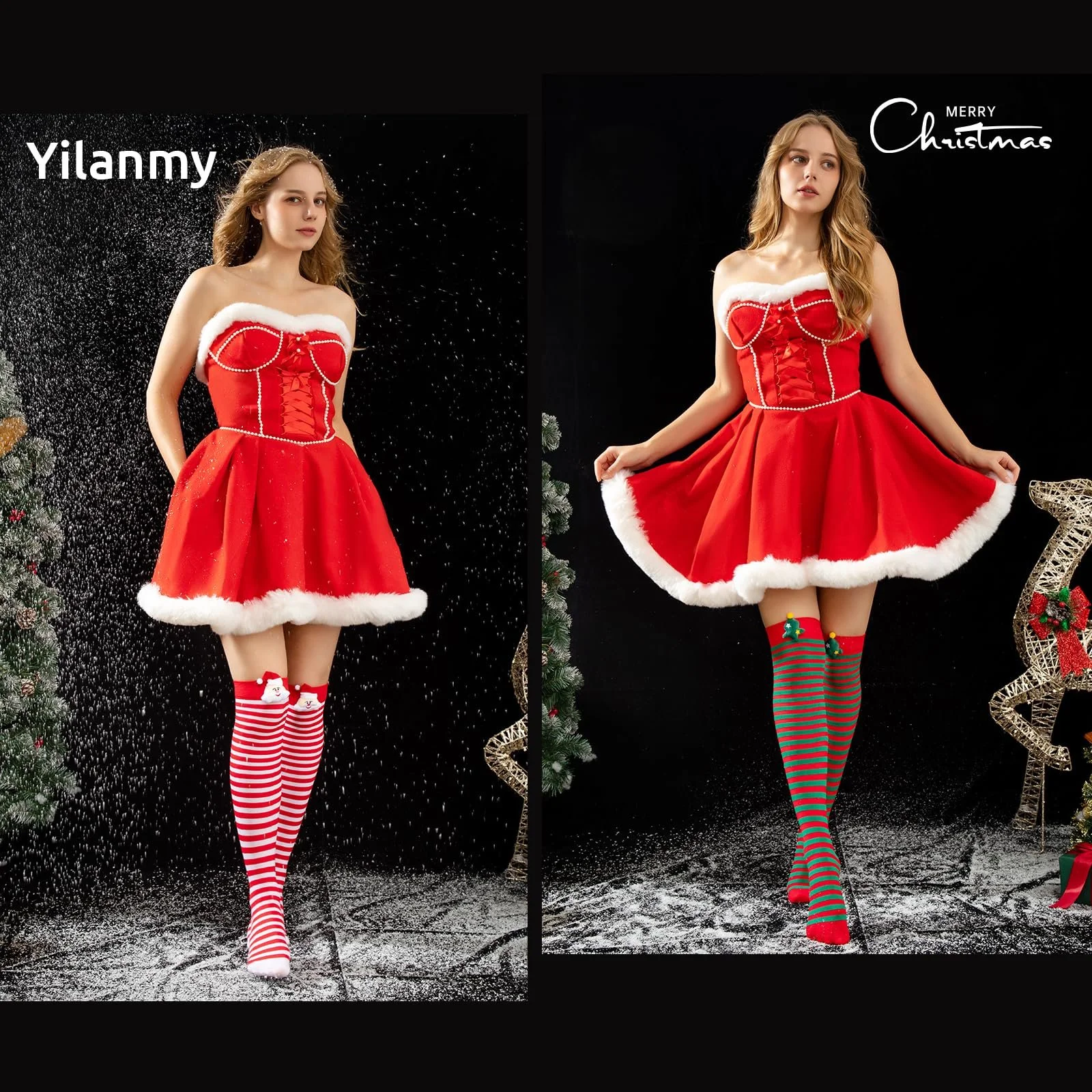 Гольфи Yilanmy Різдвяні вище коліна, 2 пари, жіночі, фото №5 Гольфи Yilanmy Різдвяні вище коліна, 2 пари, жіночі, фото №5