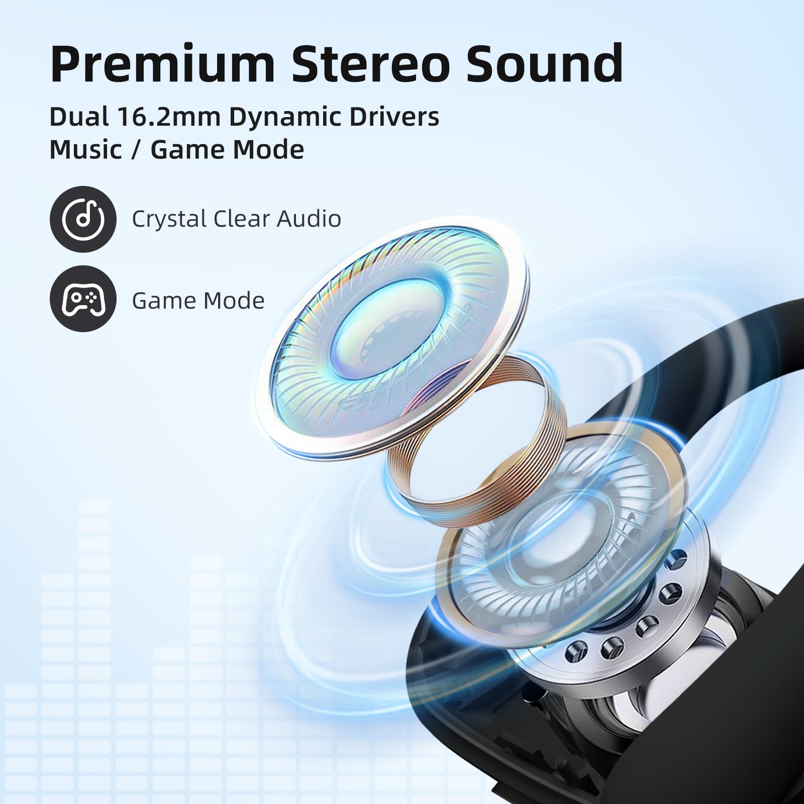 Наушники Lavales Open Ear Bluetooth 5.4 Wireless с микрофоном и ушными крючками 47 часов Черный, фото №3