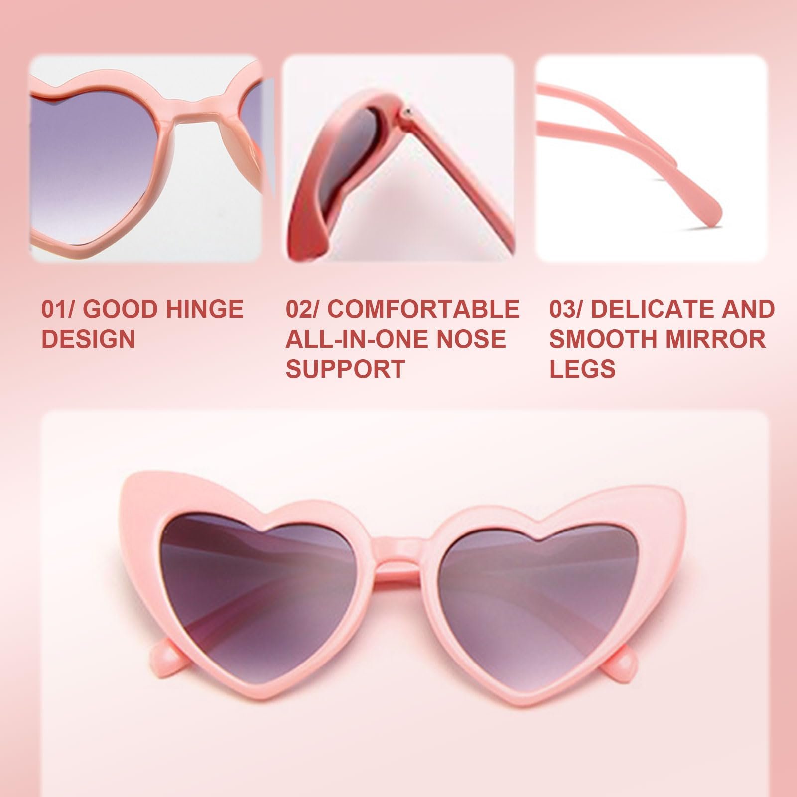 Сонцезахисні Окуляри Серцеподібні MIVAIUN Набір з 4 Вінтажні, фото №3