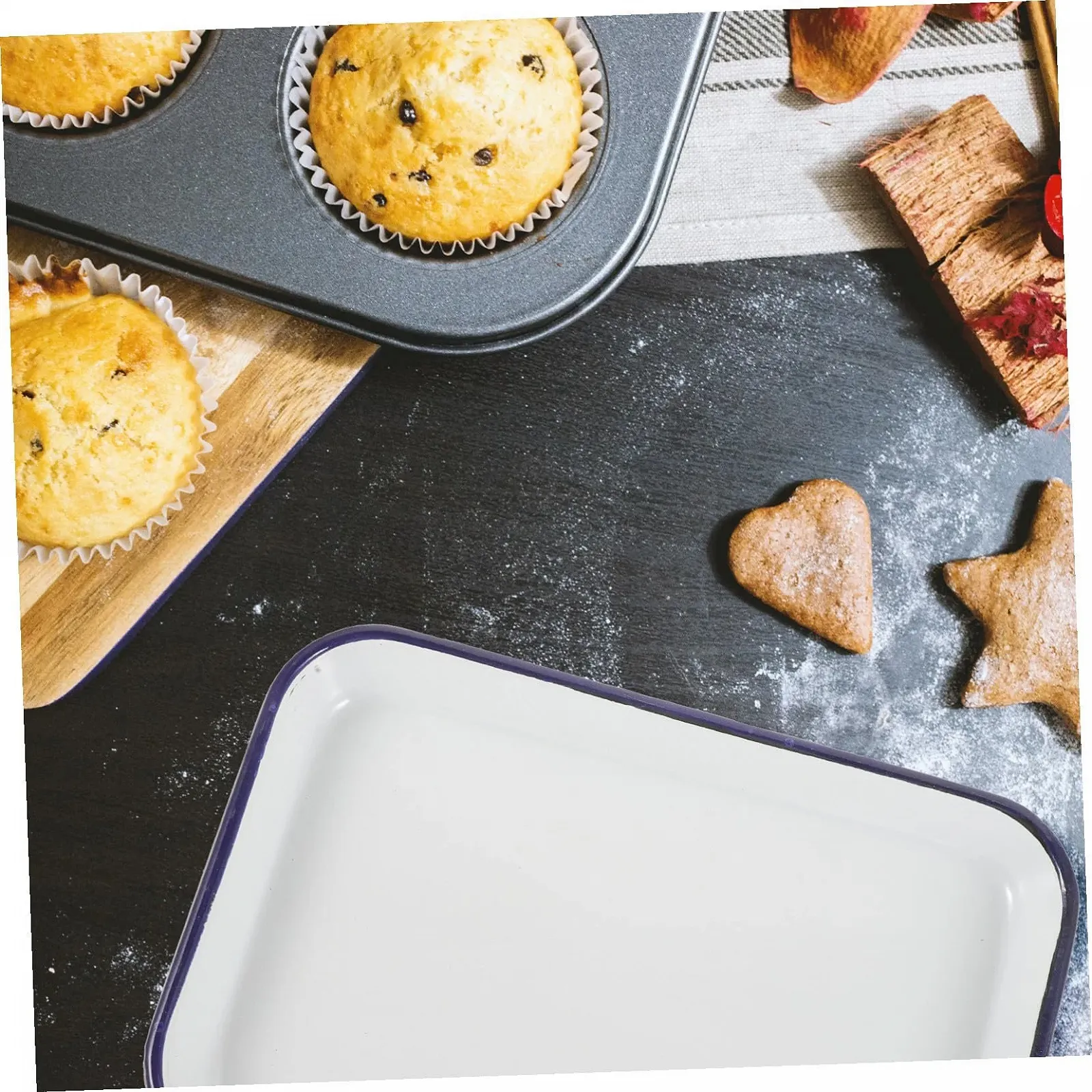 Деко для запікання емальоване прямокутне термостійке Біле, фото №4