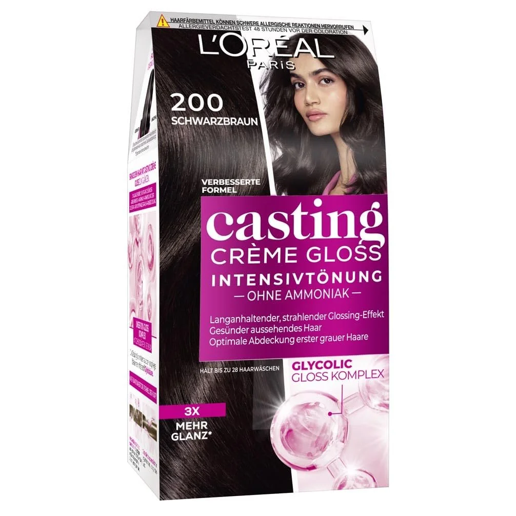 Фарба для волосся L'Oréal Paris Casting Crème Gloss 200 Чорно-коричневий (Коричневий), 1 шт, фото №1 Фарба для волосся L'Oréal Paris Casting Crème Gloss 200 Чорно-коричневий (Коричневий), 1 шт, фото №1