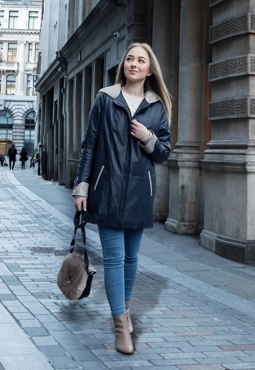 Кожаное пальто AMY Женское, фото №2