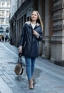 Кожаное пальто AMY Женское synthetic.ua - Фото 1