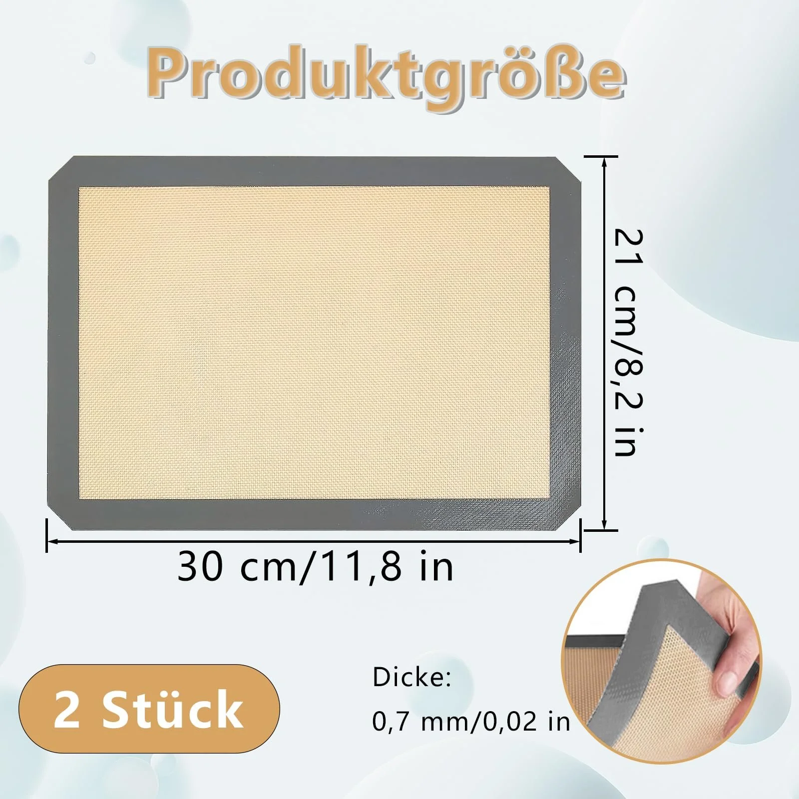 Силіконові килимки для випікання 2 шт. 30 × 21 см Термостійкі Grey, фото №3