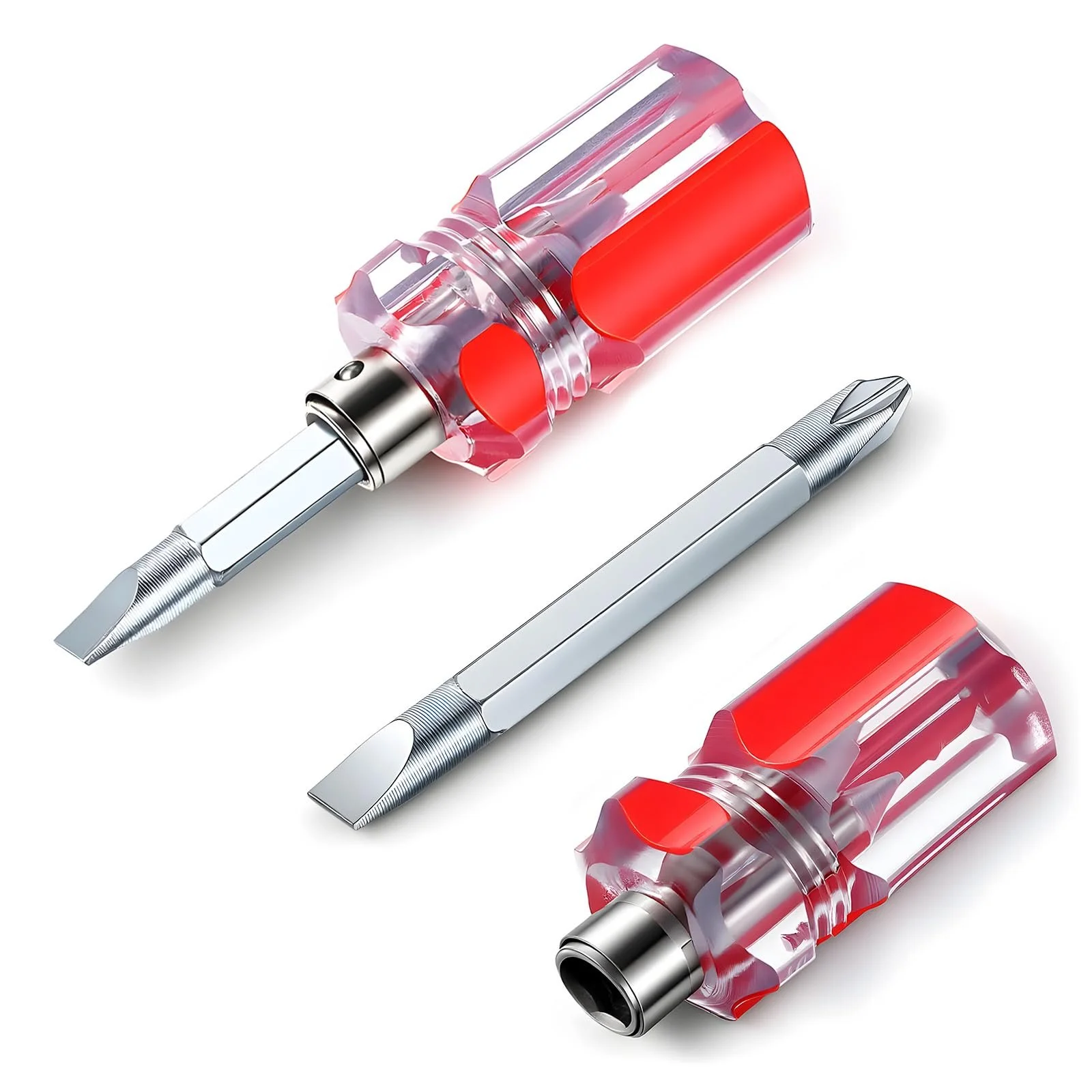 Набір міні-викруток 2 шт., короткі викрутки Phillips та шліцьові з магнітним наконечником, портативні для вузьких місць, фото №1