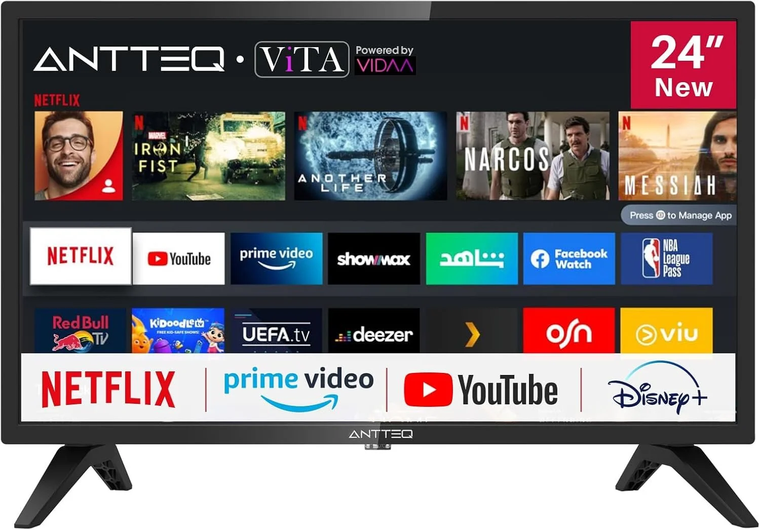 Телевизор 24" Antteq AV24H3 / HD / 60 Гц / VA / Smart TV / Wi-Fi / T2, фото №1