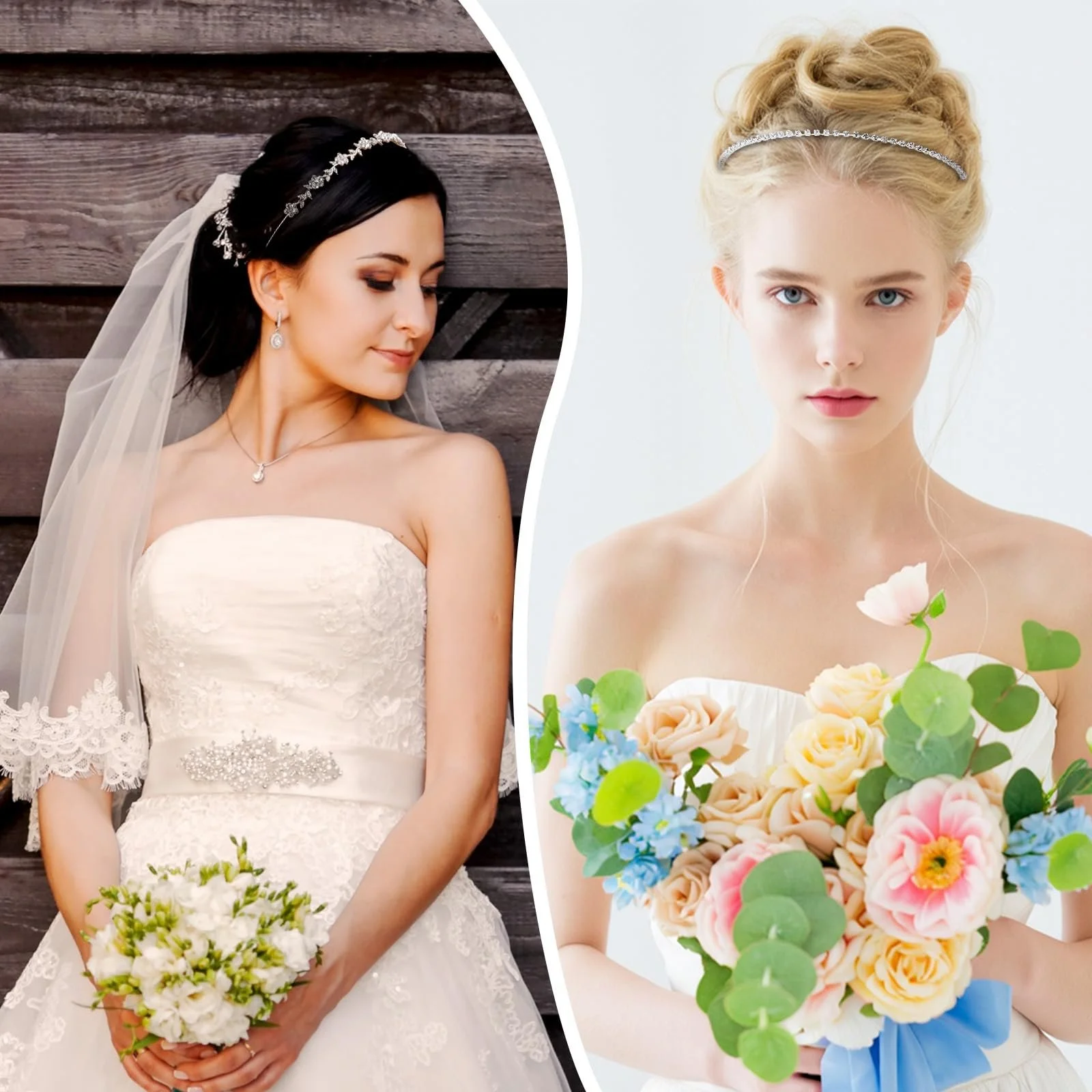 Обруч для волосся Prasacco сріблястий з блискучими камінцями, 4 шт, фото №6 Обруч для волосся Prasacco сріблястий з блискучими камінцями, 4 шт, фото №6