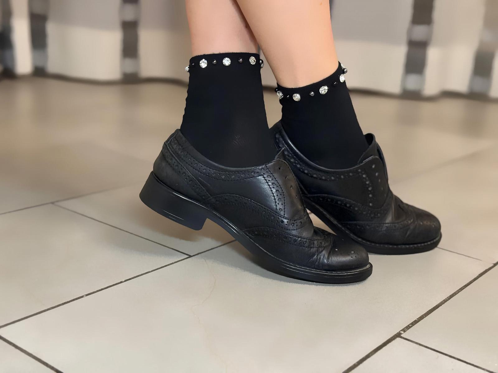 Носки Хлопковые с кристаллами и декоративными бусинами Элегантные и изысканные, фото №3