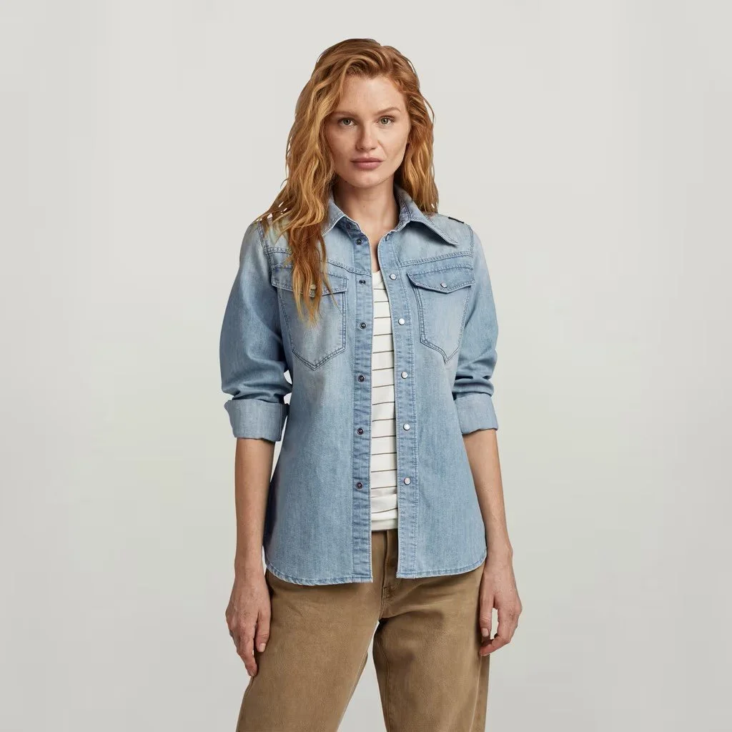 Жіноча сорочка G-Star - 70's Slim Denim Shirt Світло-синя - S, фото №1 Жіноча сорочка G-Star - 70's Slim Denim Shirt Світло-синя - S, фото №1