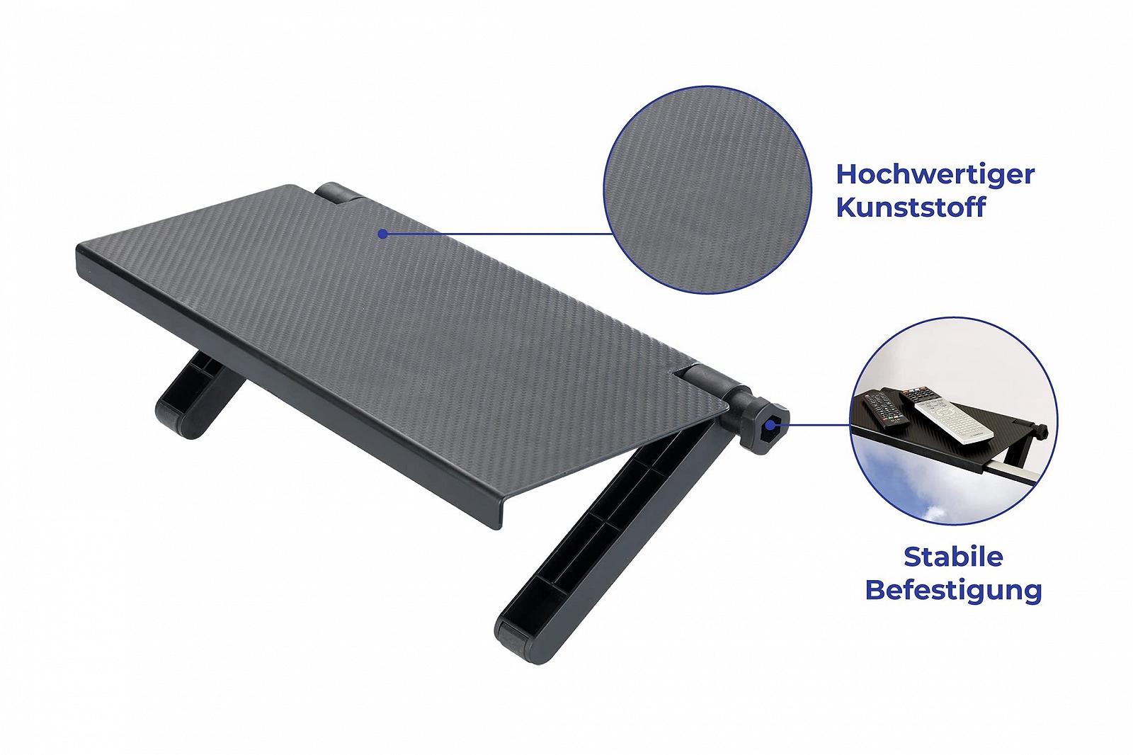 Полка подставка Maximex На экран Пластик (ABS) 33 x 2.5 x 16 см Черный, фото №5 Полка подставка Maximex На экран Пластик (ABS) 33 x 2.5 x 16 см Черный, фото №5