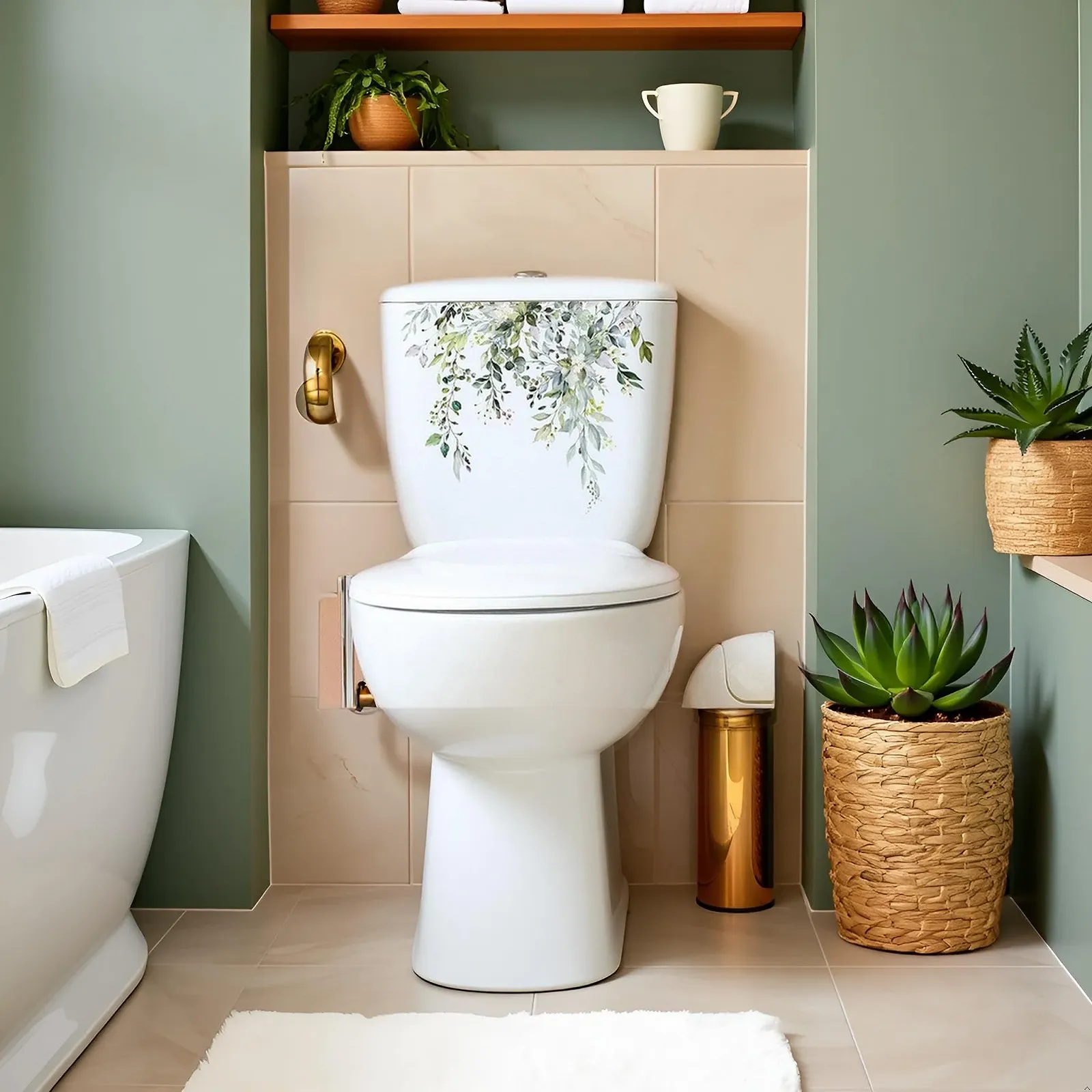 Наклейки на стіну Рослини, квіти, листя Самоклеючі Водонепроникні для туалету, фото №6