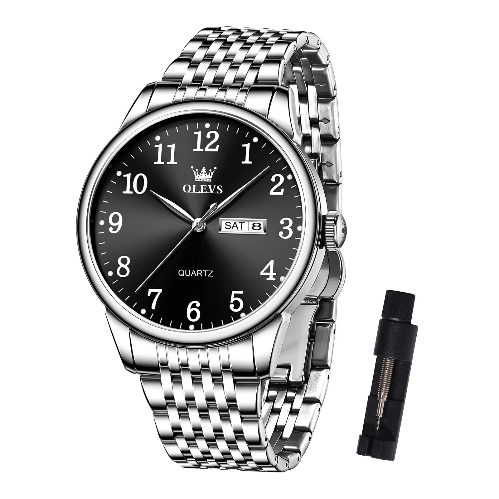 Часы OLEVS Мужские Металлический Браслет с Датой Большой Циферблат Люминесцентные Классические Кварцевые Аналоговые Часы, фото №1 Часы OLEVS Мужские Металлический Браслет с Датой Большой Циферблат Люминесцентные Классические Кварцевые Аналоговые Часы, фото №1