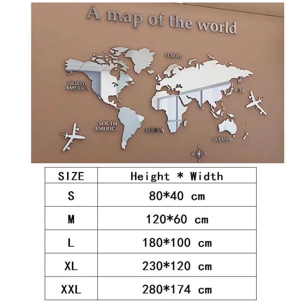 Наклейка на стіну Карта світу Земля 3D Акрилова самоклеюча 180 x 100 см, фото №4