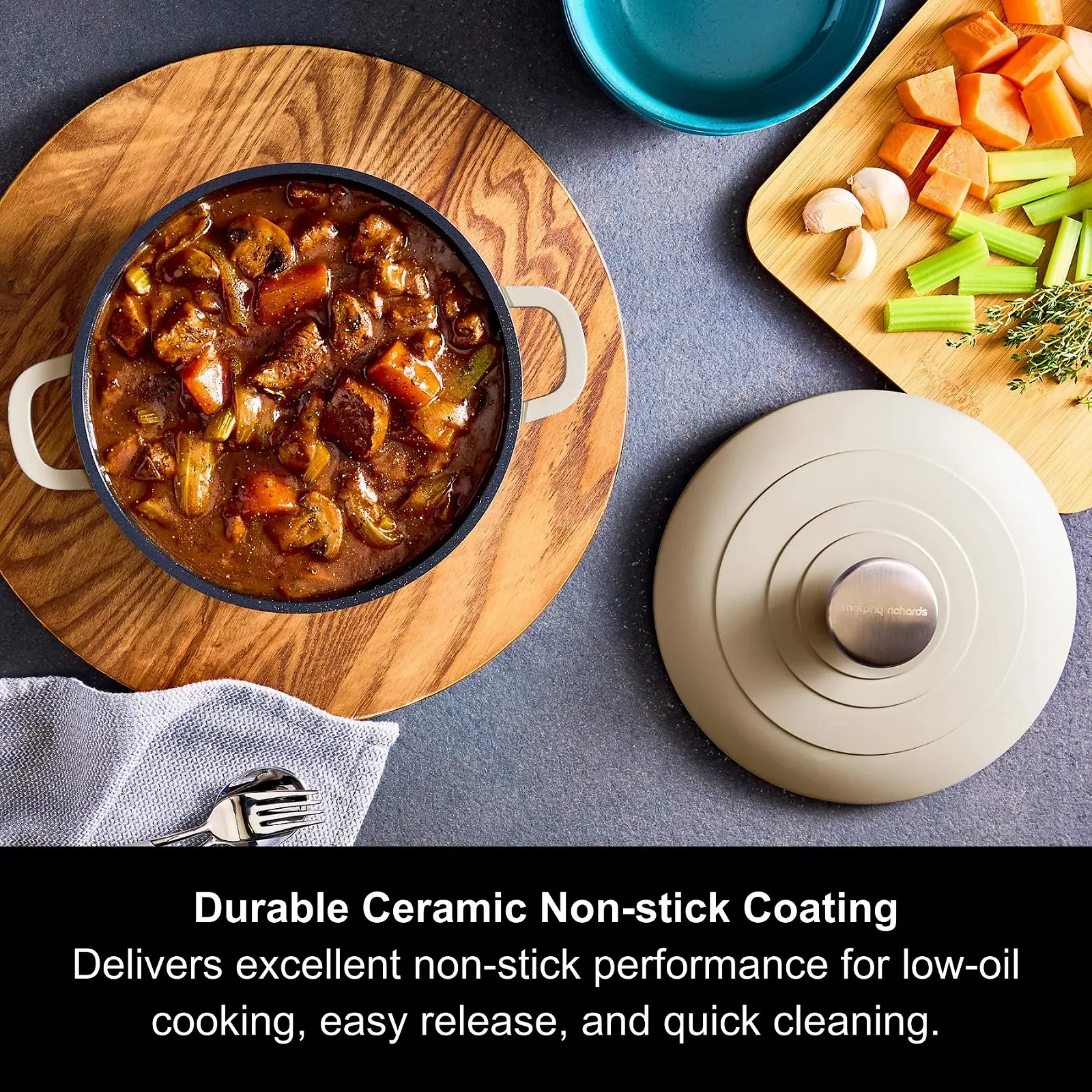 Форма для запекания Morphy Richards 851003 20 см литой алюминий антипригарная легкая для духовки и всех типов плит кремовая, фото №2