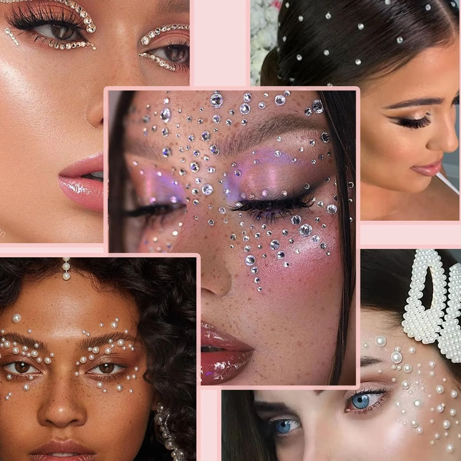 Стрази для рукоділля 900 шт., самоклеючі блискучі камінці для обличчя, блискітки для карнавалу, DIY прикраси для макіяжу обличчя, фото №6