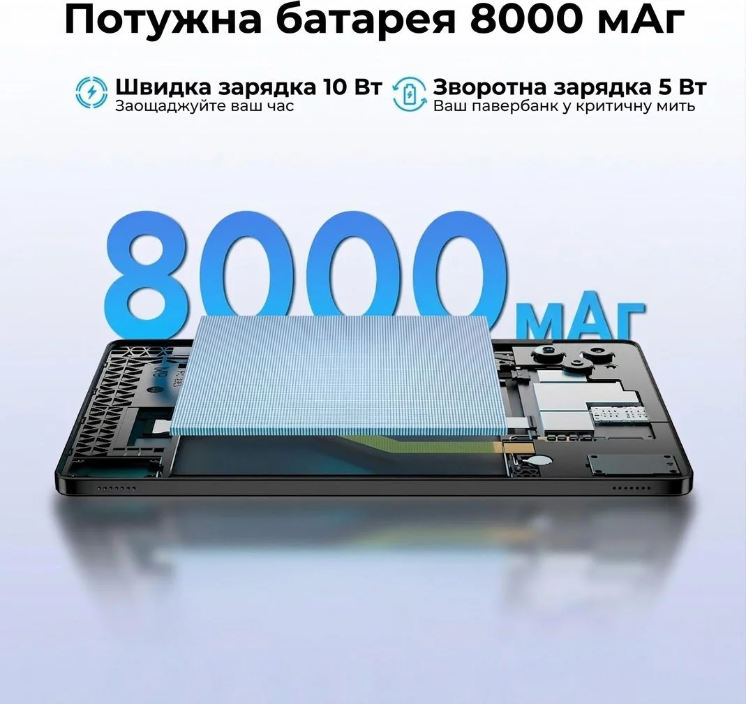 Планшет 11" DOOGEE Tab G6 6+24/256Gb 4G 2-SIM 8 ядер Android 15 8000 mAh Черный, фото №4