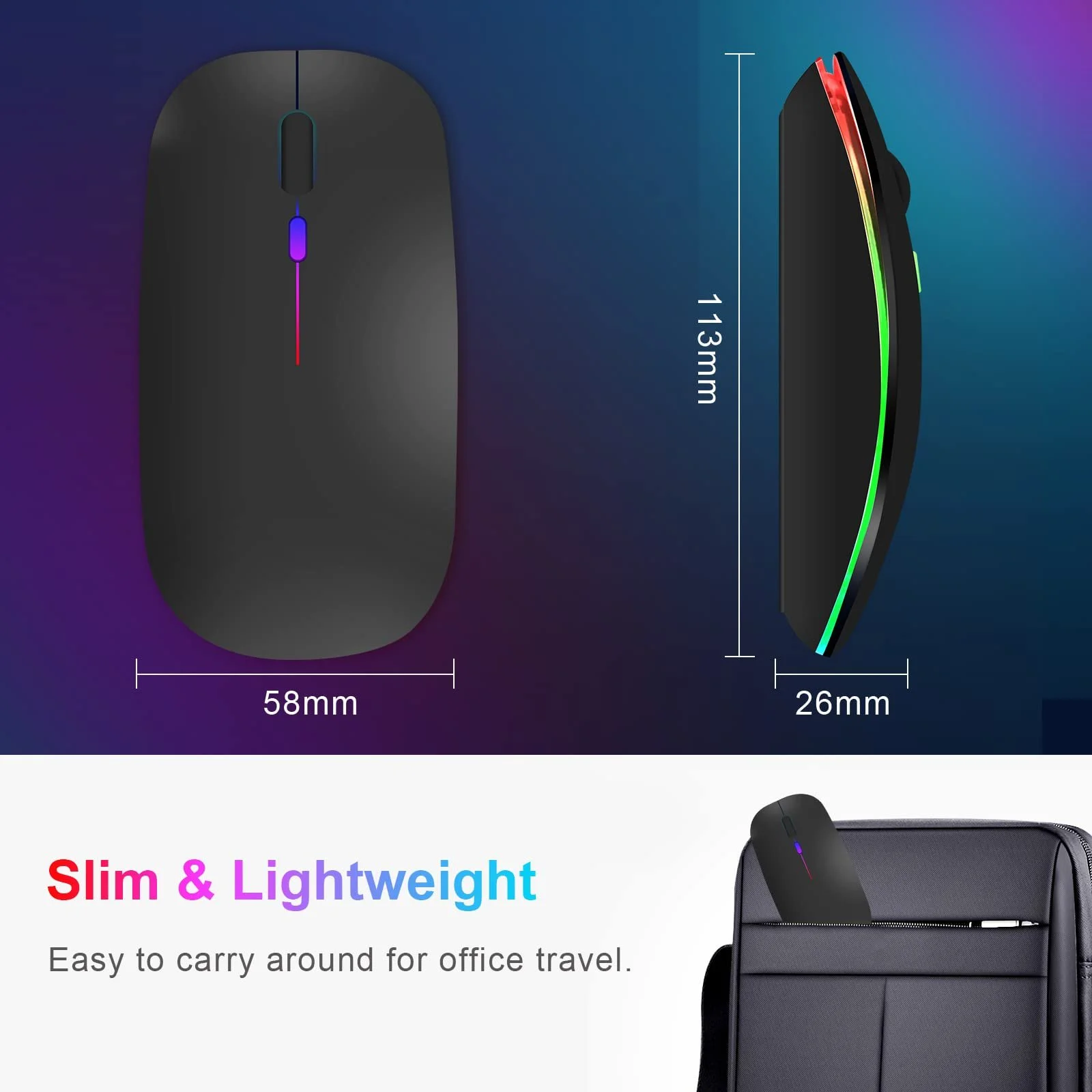 Мышь Lveheay Беспроводная Светодиодная Перезаряжаемая Bluetooth с BT5.0 и USB-A & USB-C 2-в-1 Двойным Приемником, фото №7