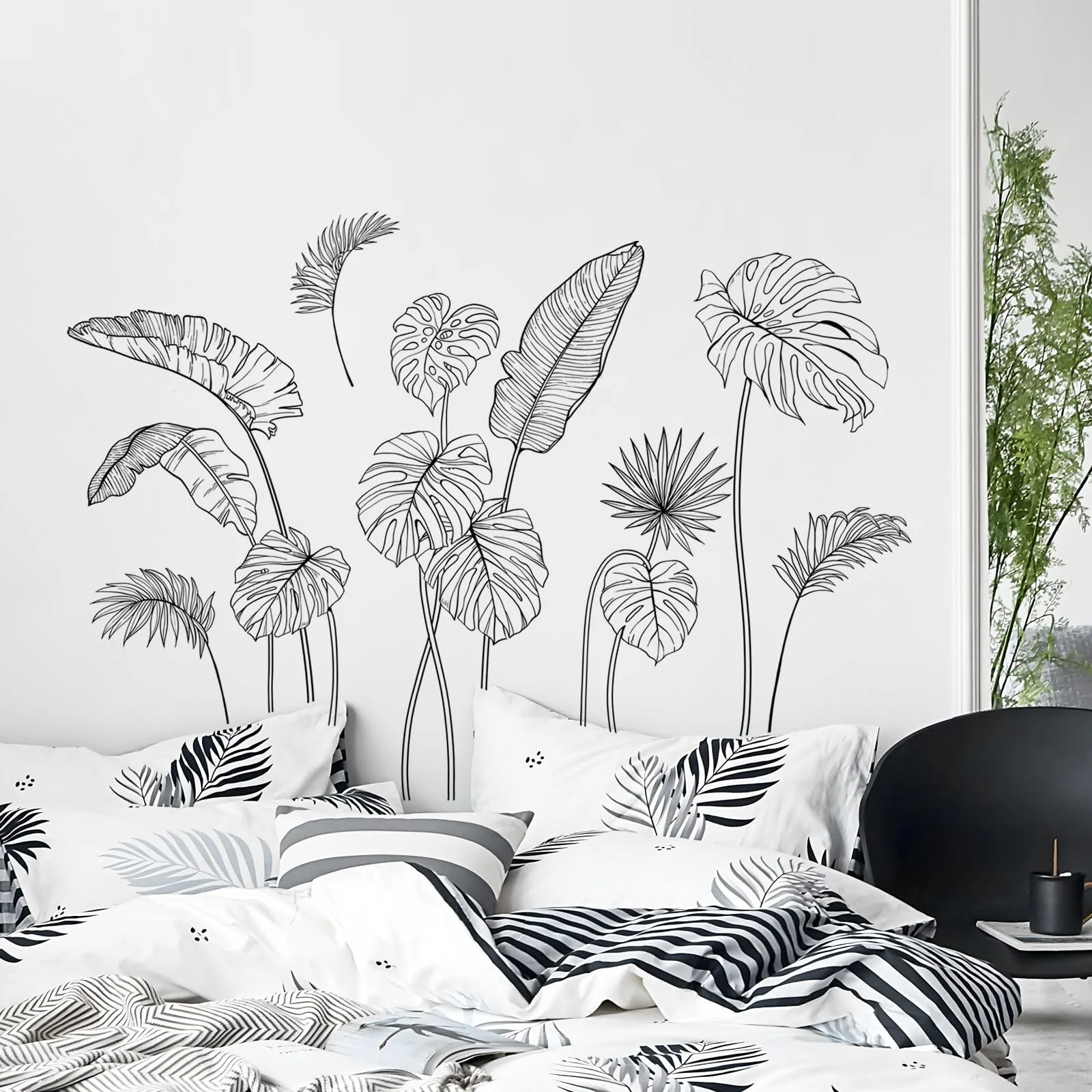 Настінна наклейка Supzone Тропічні рослини Чорна, фото №2