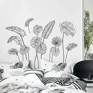 Настінна наклейка Supzone Тропічні рослини Чорна synthetic.ua - Фото 1
