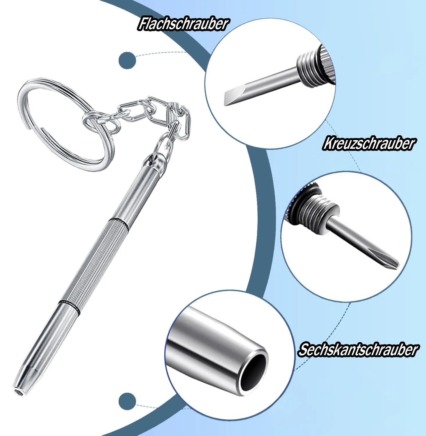 Набір Mini Інструменти Викрутка Брелок 3 в 1 Нержавіюча сталь, фото №4