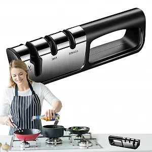 Точилка для ножів ручна 3-ступенева з відділенням для ножиць - Фото 1