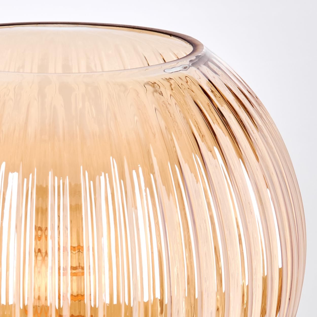 Настільна лампа HOFSTEIN Koyoto з металу та рифленого скла 20 см E27 Чорна/Бурштинова, фото №3